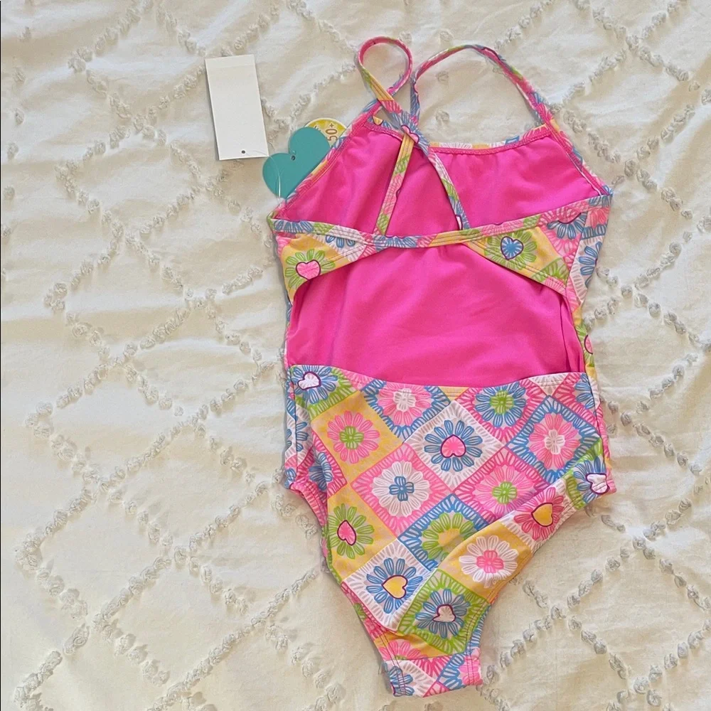 Vibrant Floral Kids One Piece Swimsuit